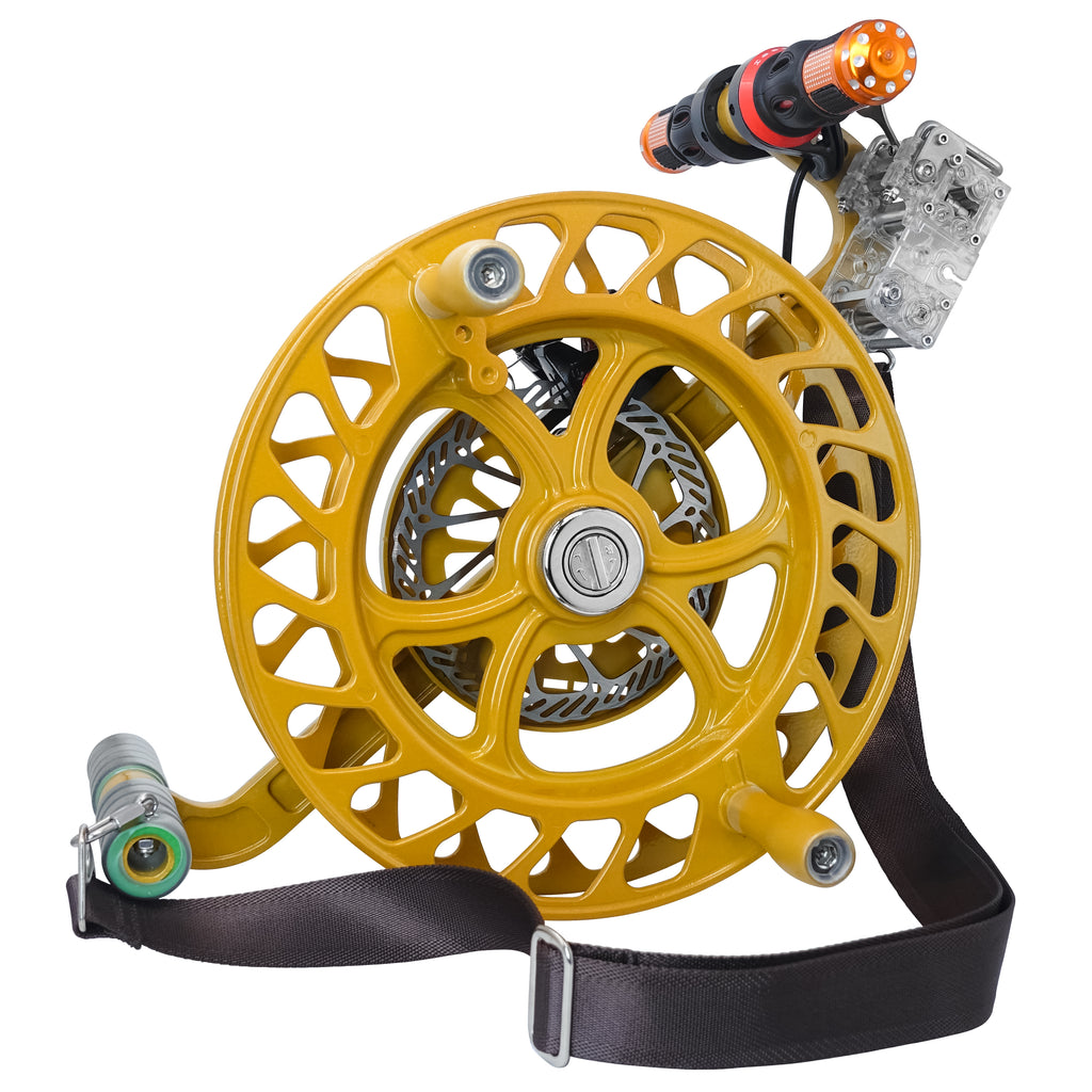 emma kites 12.6inch Kite Winder Reel with Disc Brake Shoulder Strap 7 Rollers