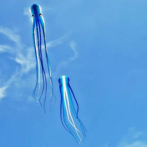 Large Gradient Blue 3D 49ft / 15M Tube-Shaped Parafoil Octopus Kite