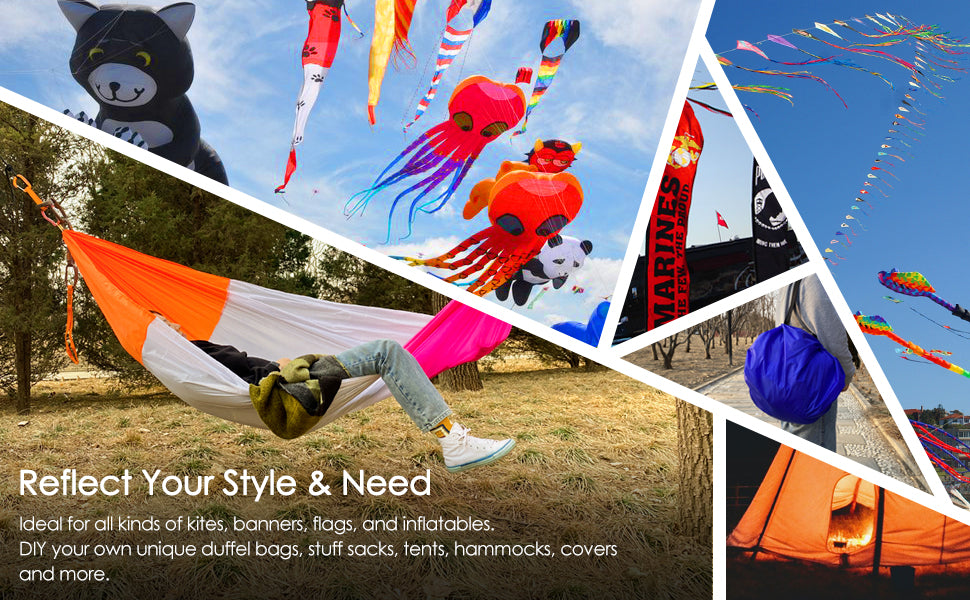 40D Ripstop Nylon Kite Fabric PU Coating by the Yard