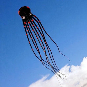 Black 3D 98ft Tube-Shaped Parafoil Octopus Kite