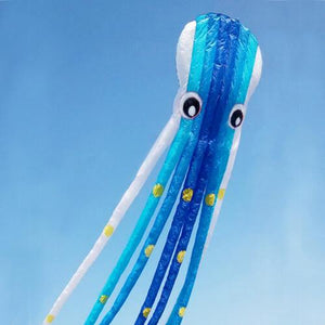 Cute Large Blue 75ft Tube-Shaped Parafoil Octopus Kite