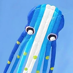 Large White Blue 75ft Tube-Shaped Parafoil Octopus Kite