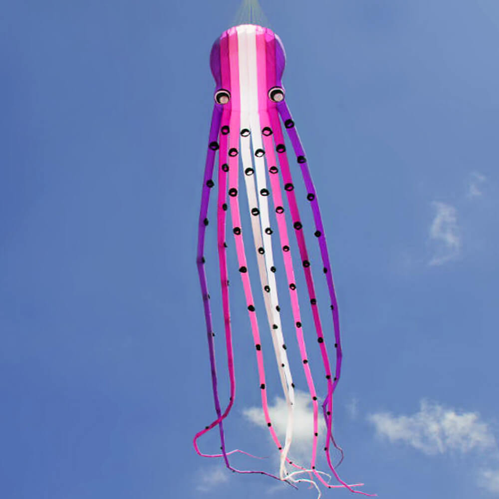 Large Purple 3D 75ft Tube-Shaped Parafoil Octopus Kite