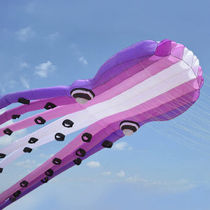 Purple 3D 75ft Tube-Shaped Parafoil Octopus Kite Flying