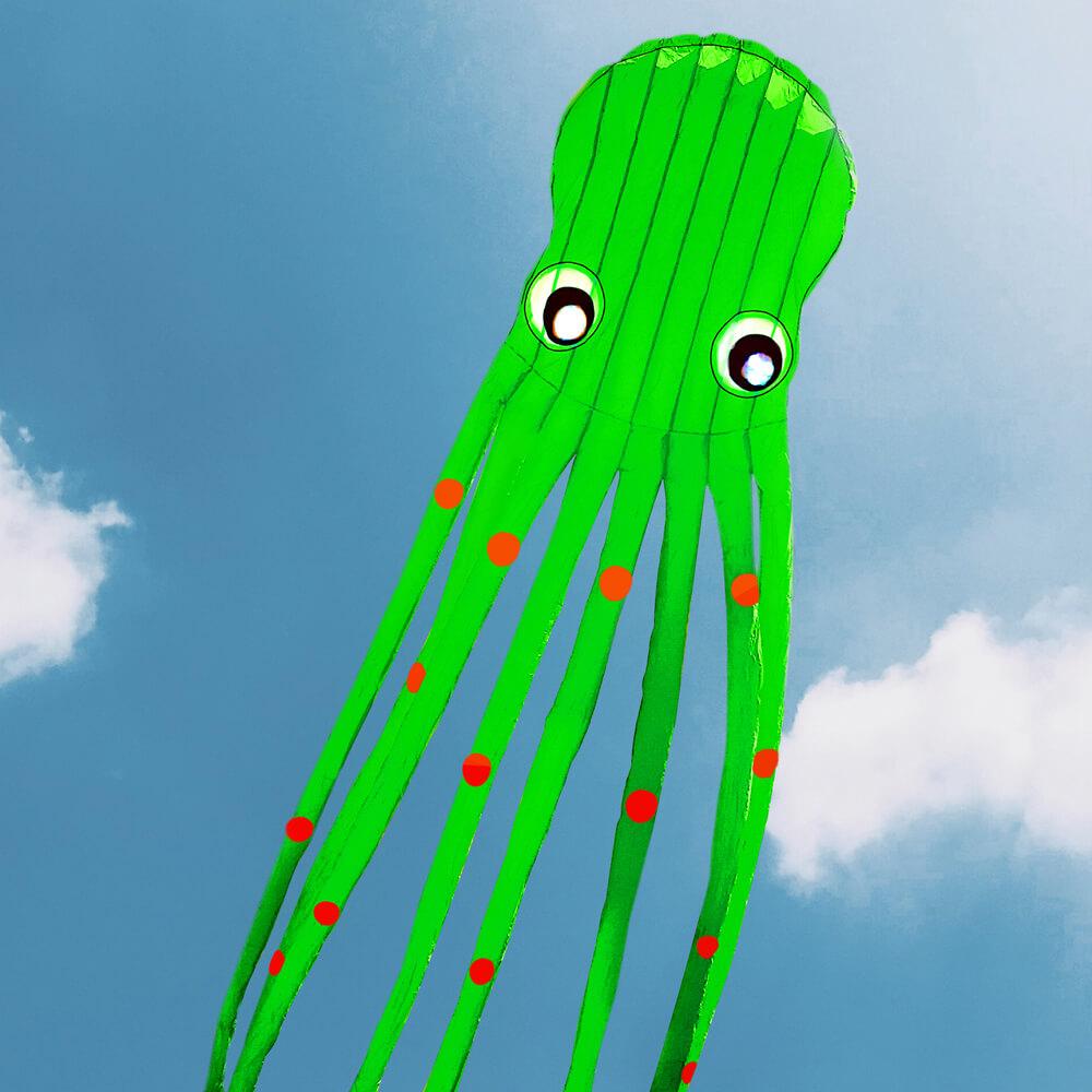  Light Green 3D 49ft Tube-Shaped Parafoil Octopus Kite