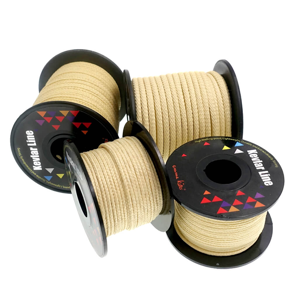 Emma Kites 100% Braided Black Kevlar Line - High Strength, Cut & Heat Resistant Cord For Outdoor Use