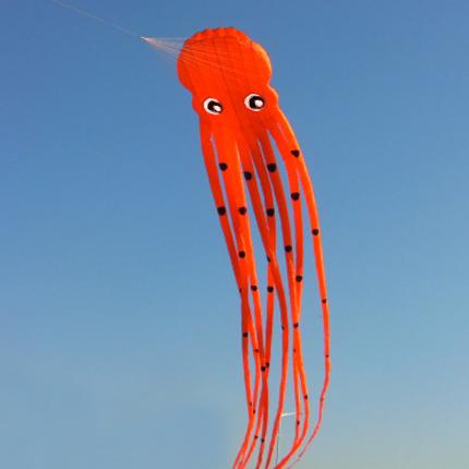 Orange 98ft Tube-Shaped Parafoil Octopus Kite