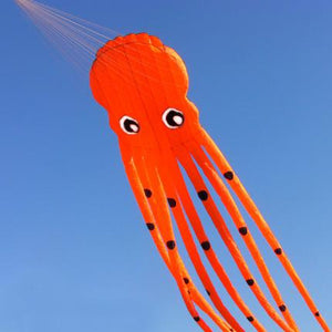 Giant Orange 75ft Tube-Shaped Parafoil Octopus Kite Flying