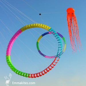 Large Red 75ft Tube-Shaped Parafoil Octopus Kite