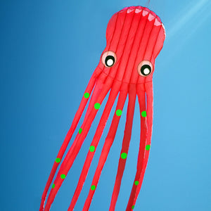 Red 98ft Tube-Shaped Parafoil Octopus Kite