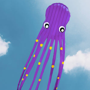 Large 3D 75ft / 23M Tube-Shaped Parafoil Octopus Kite - Purple