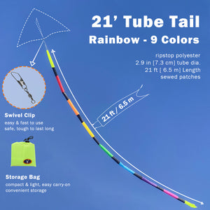 21Ft Rainbow Kite Tube Tail