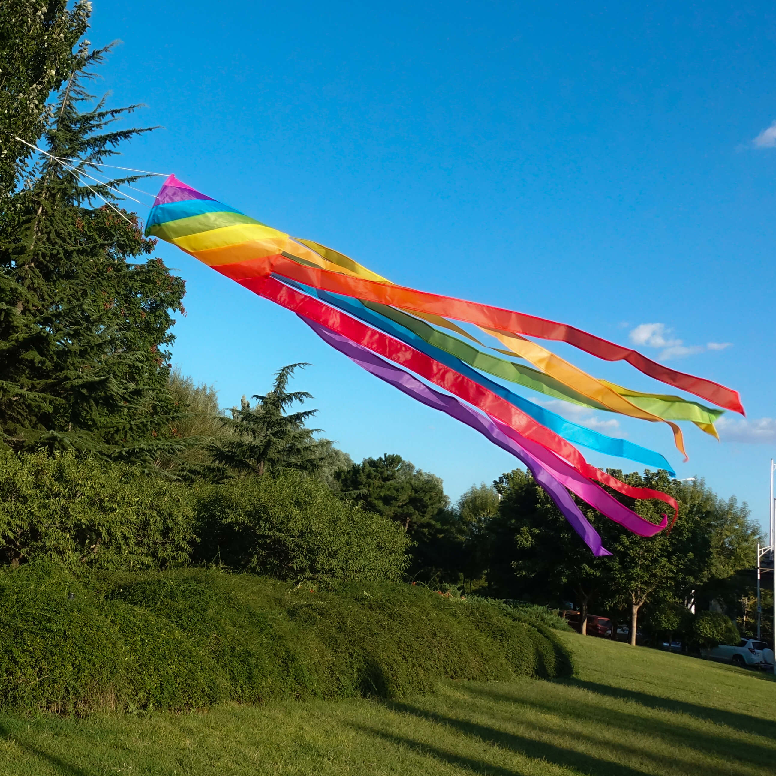 60in Rainbow Spiral Windsock 8 Bright Colors Spinner Garden Decor