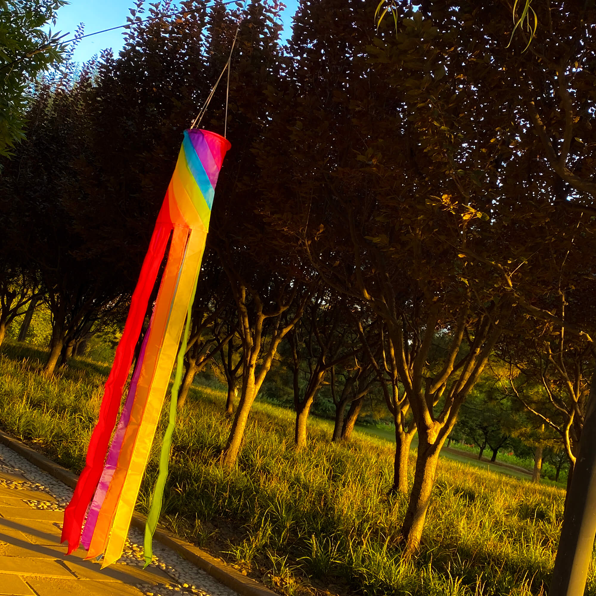 60in Rainbow Spiral Windsock 8 Bright Colors Spinner Garden Decor