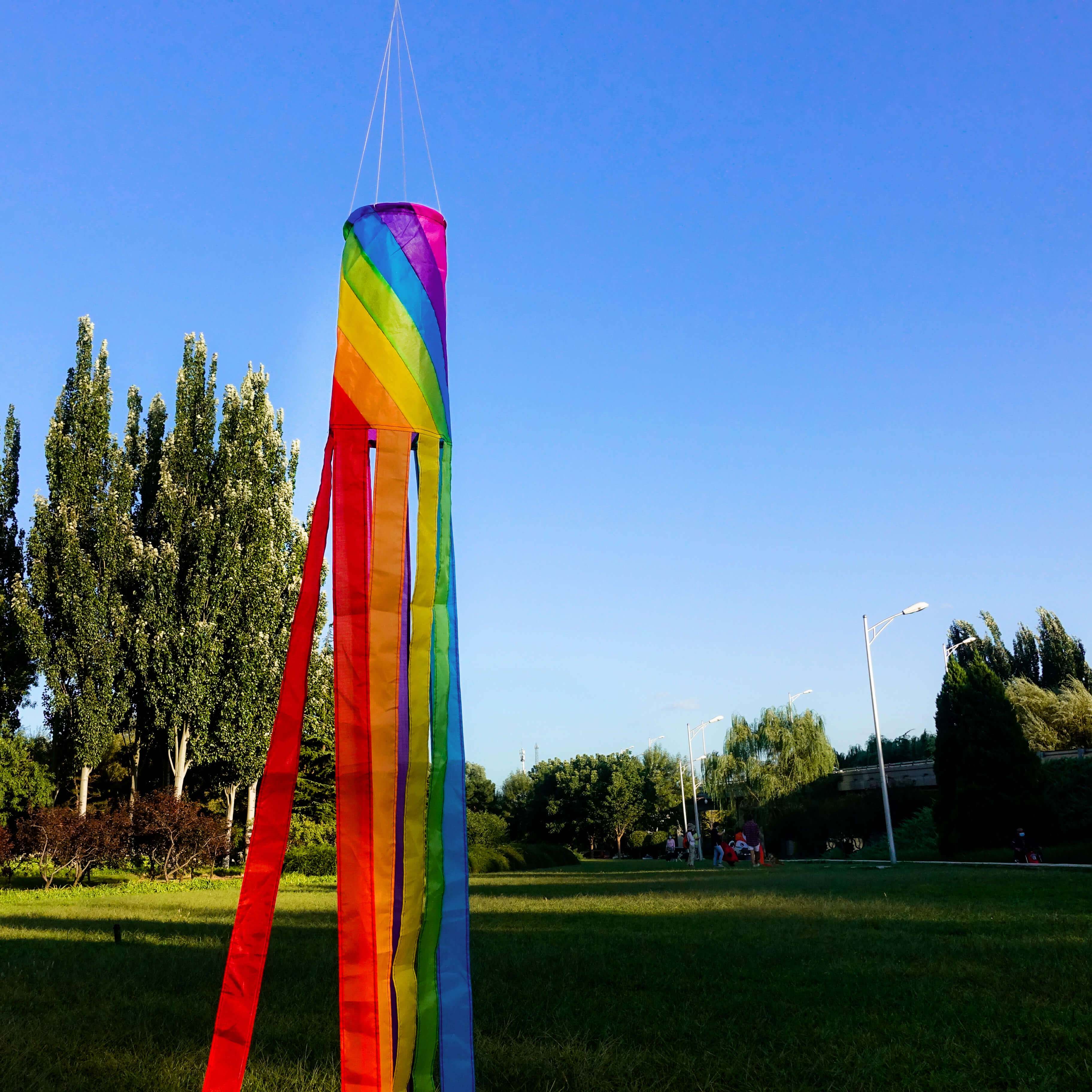 emma kites 60in Rainbow Spiral Windsock 8 Bright Colors Spinner Garden Decor