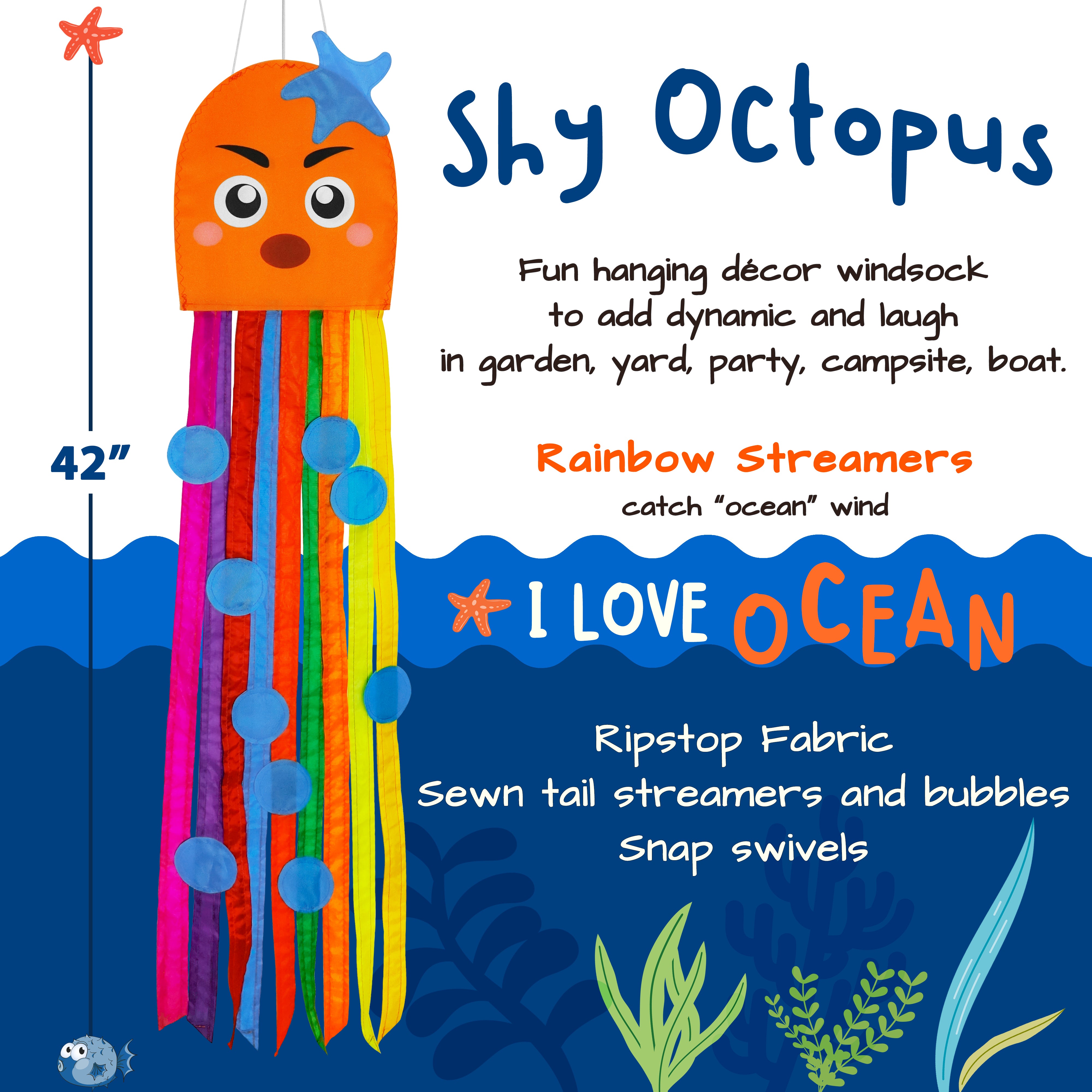 42 inch Shy Octopus Windsock